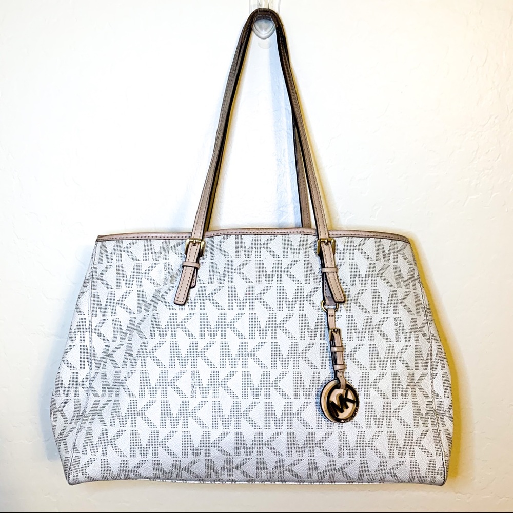 Michael Kors large tote purse vanilla MK logo
